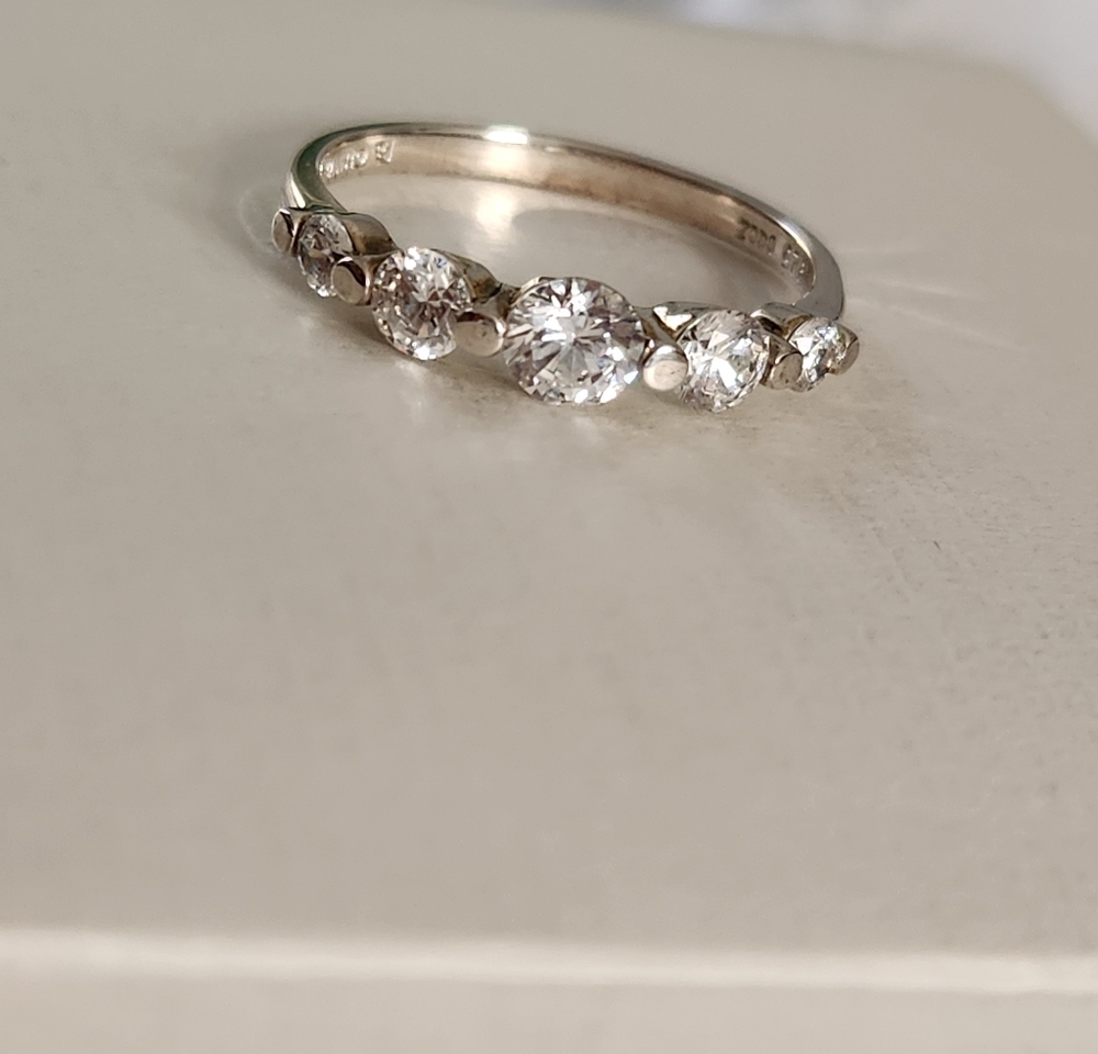 Diamonique QVC 5 stone band ring - Picture 2 of 6